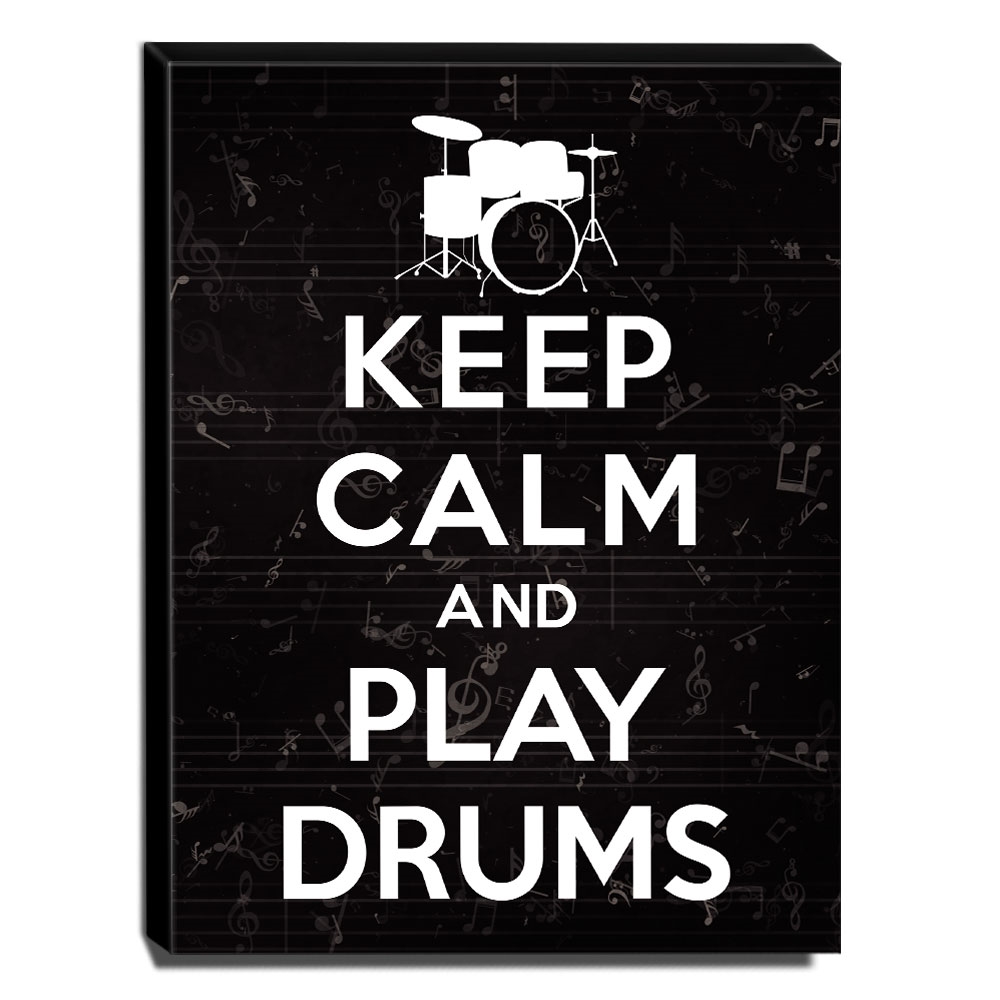 Quadro Keep Calm And Play Drums Canvas 40x30cm-KCA39