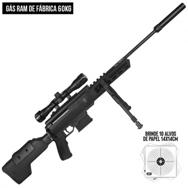 Carabina de Pressão Black Ops Sniper 5.5mm Gás Ram 60kg Rossi