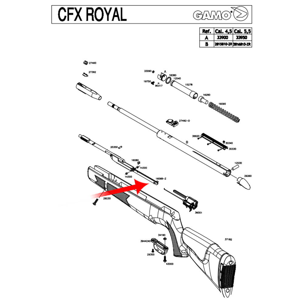 Conjunto Biela do Engatilhamento Carabinas de Pressão Gamo CFR e CFX