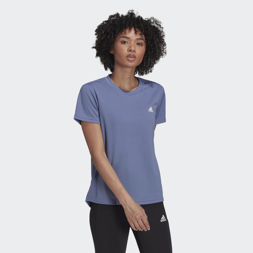 Camiseta Adidas Polyester Azul Mulher