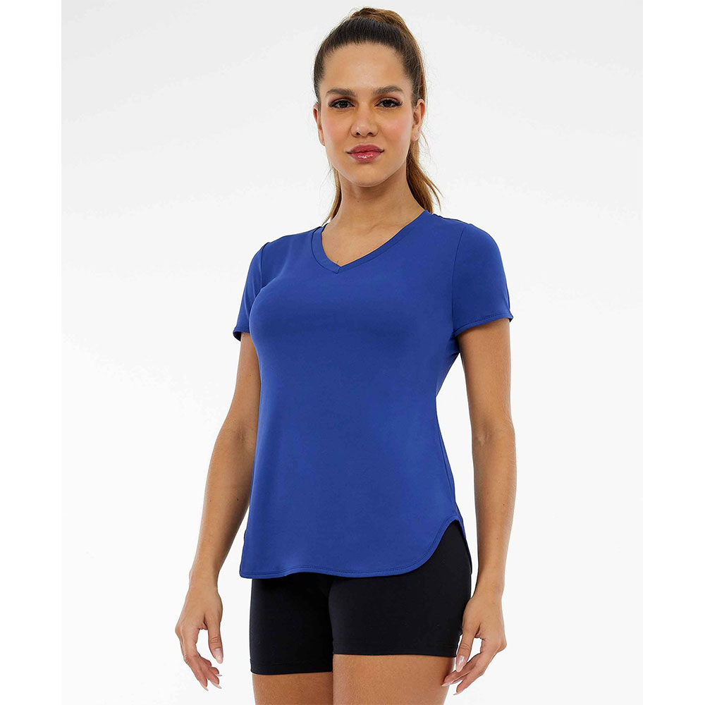 T-shirt Alto Giro Skin Fit Gola V Azul S