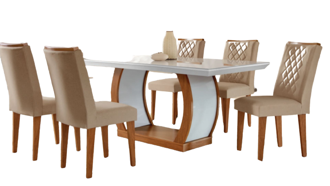 Conjunto de Mesa com 6 Cadeiras Jade