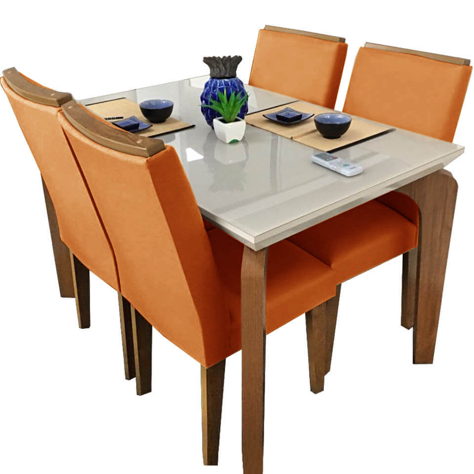 Mesa de Jantar Londrina com 6 e 4 cadeiras madeira maciça 180/ 120