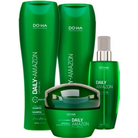 Kit Daily Amazon Shampoo Condicionador Máscara E Óleo DO.HA Professional