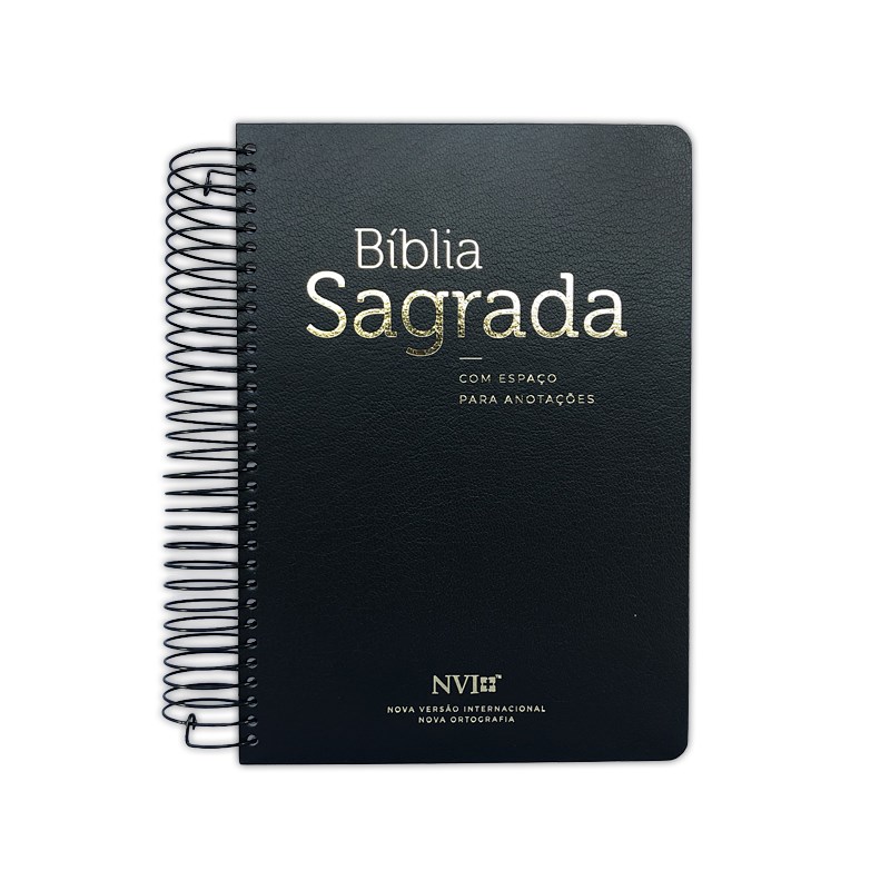 Bíblia Anote Espiral Dourado | NVI | Letra Normal | Com Espaço para Anotações - Universo Bíblico Rs
