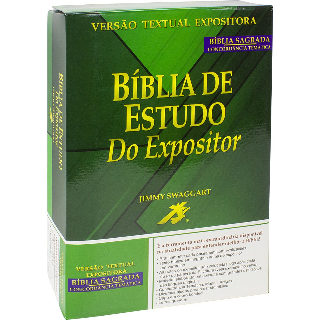 Bíblia de Estudo do Expositor - Capa couro bounded preta: Nova Versão Textual Expositora