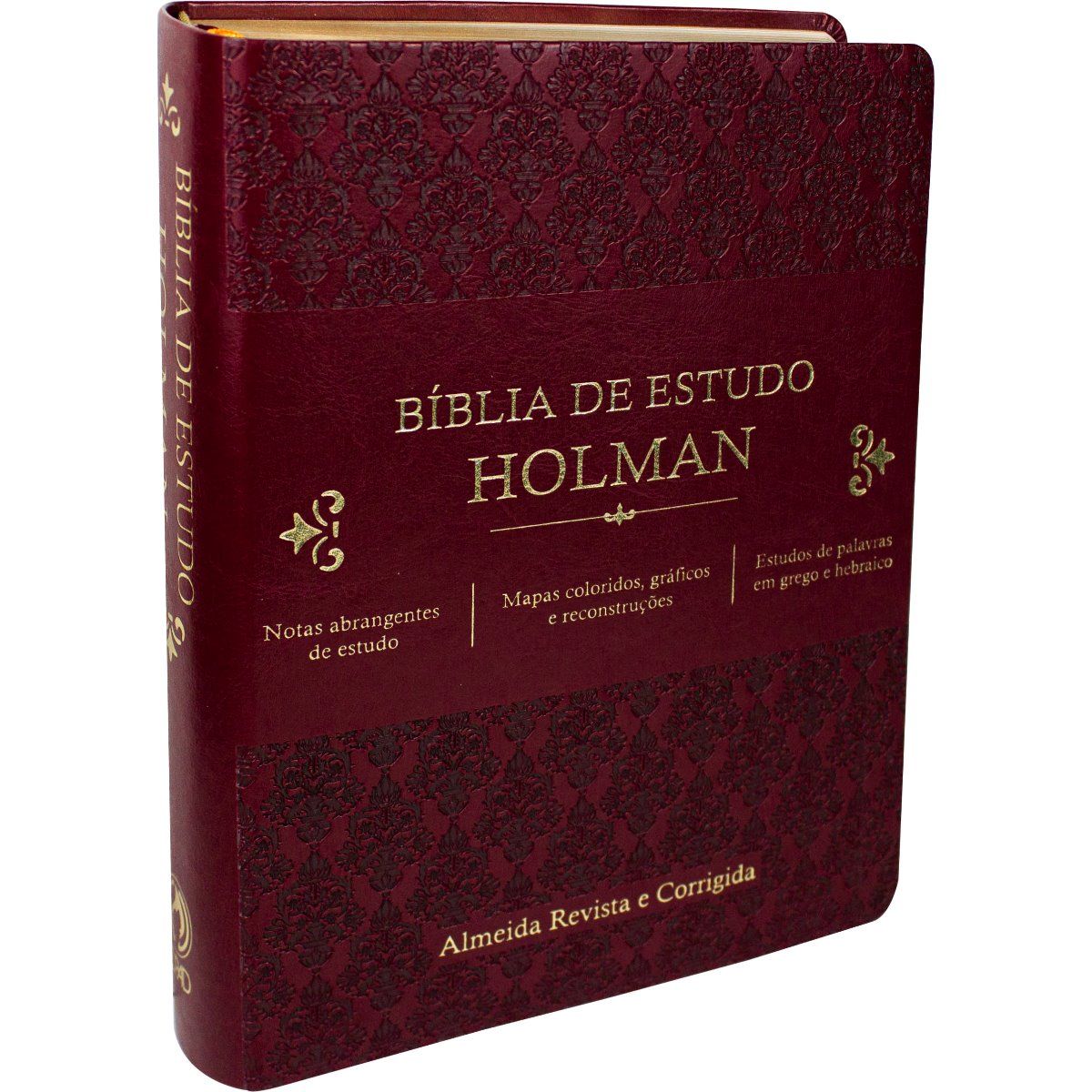 Bíblia de Estudo Holman - Couro sintético Vinho: Almeida Revista e Corrigida (ARC) - Universo Bíblico Rs