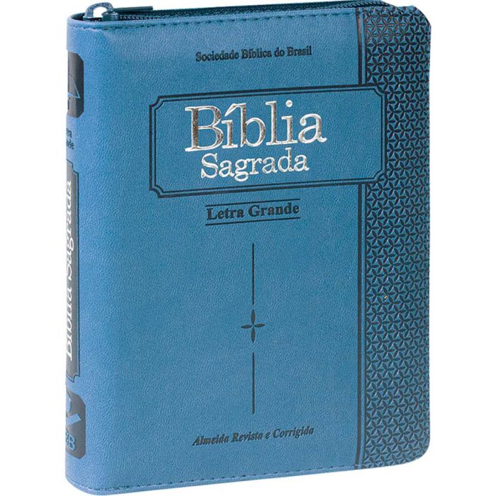 Bíblia Sagrada Letra Grande / Azul / Ziper - (ARC)