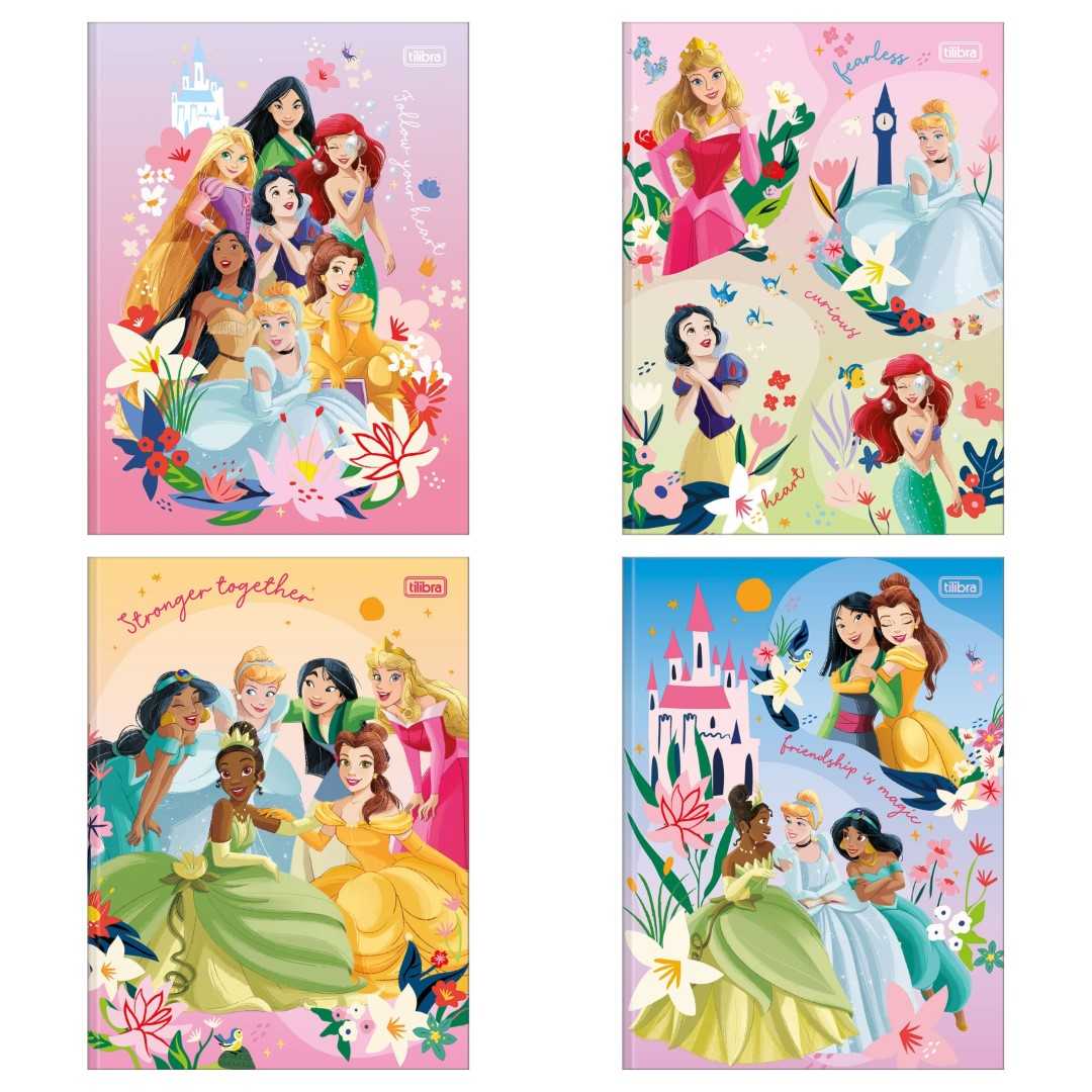 Caderno Brochura Grande Princesas Disney 48 Folhas Tilibra