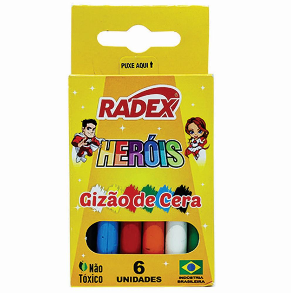 Gizão de Cera Heróis Radex 6 Cores 