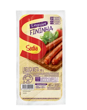 Linguiça Fininha Mista Cozida e Defumada Sadia, Caixa com 21 unidades de 240g