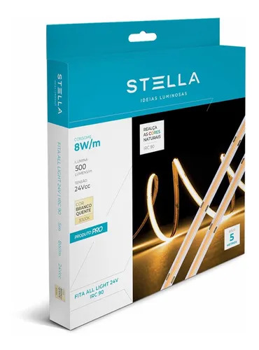 Fita Led Stella Continua 8W/m 3000K IP20 24V STH20820/30