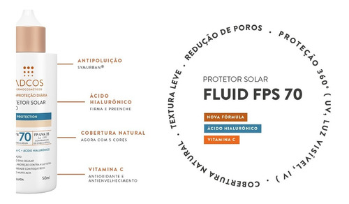 Adcos Protetor Solar Fluid Shield Protection Fps 70 Peach