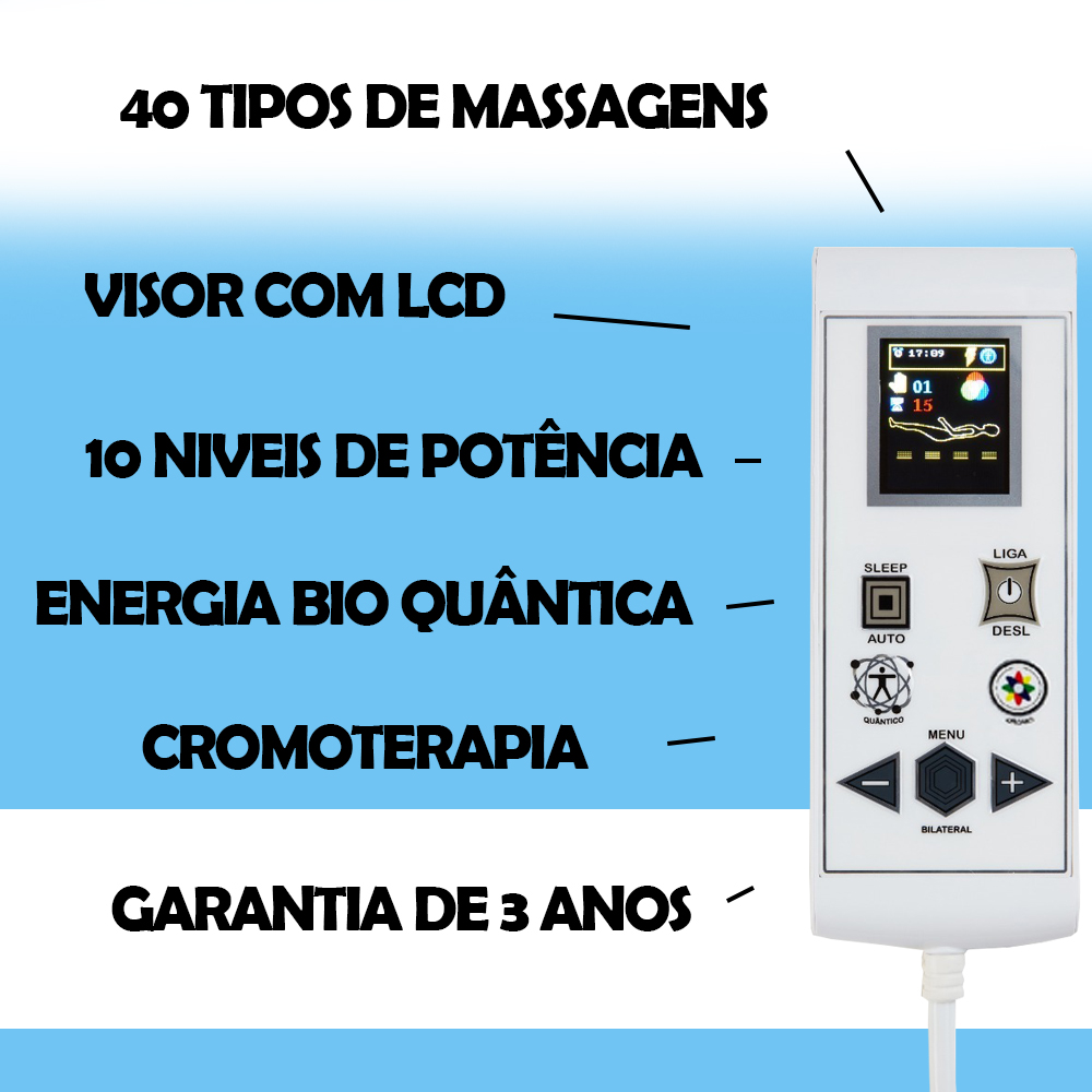 Cama Box Baú + Colchão Magnético Casal Elegancy Massageador Bio quântico com 40 Tipos de Massagens