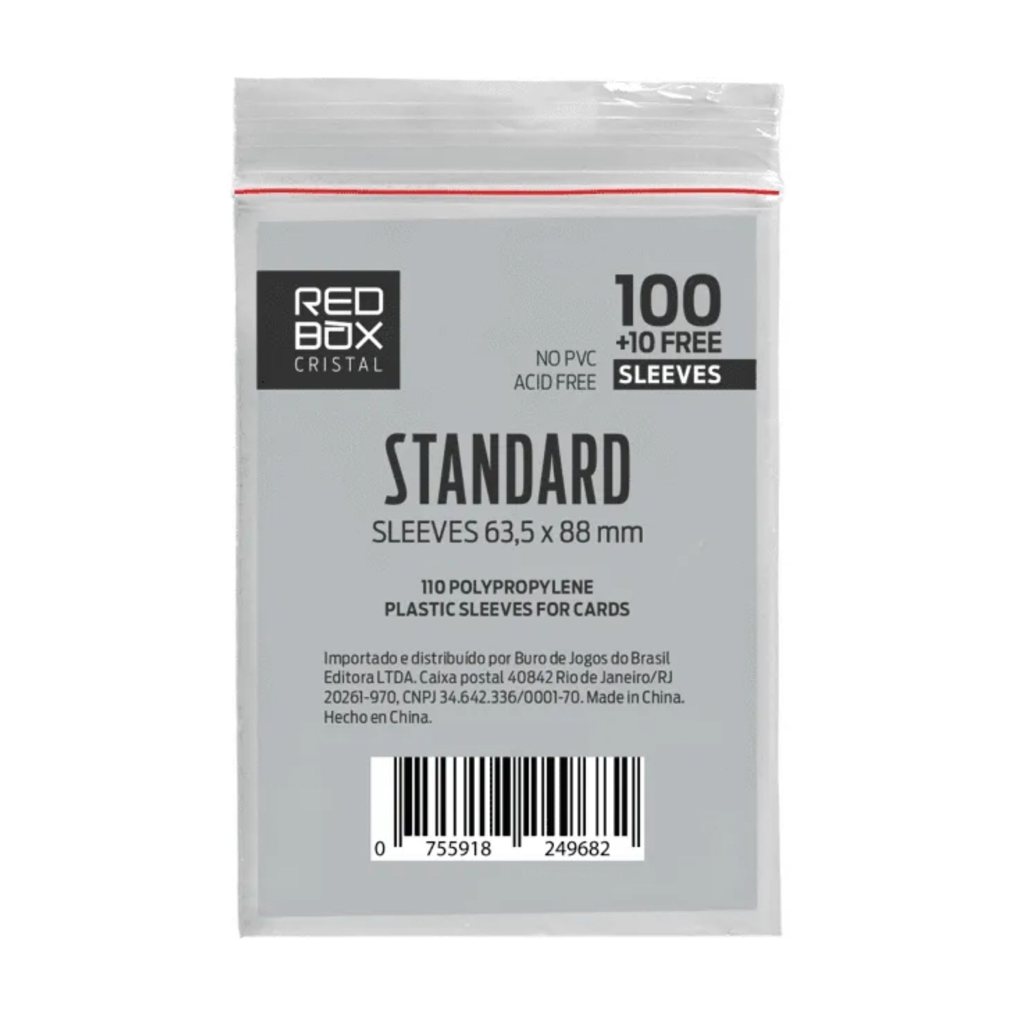 Standard 63,50mm x 88mm - 100 unid - Board Game Shield Protetor - RedBox Cristal