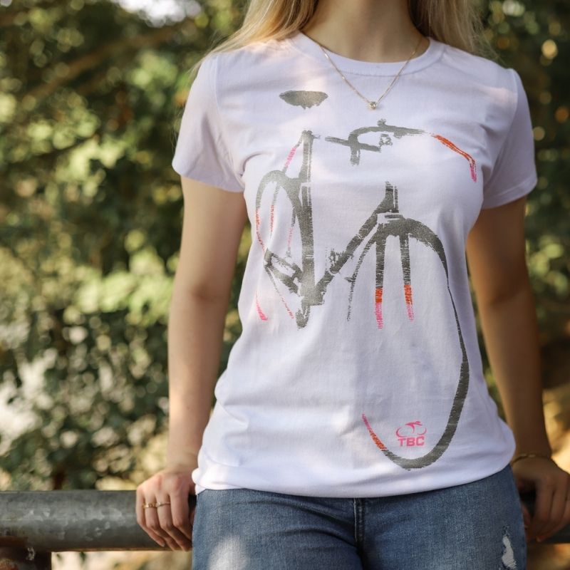 Camiseta Feminina Speed Bike Branca Bicicleta Ciclismo