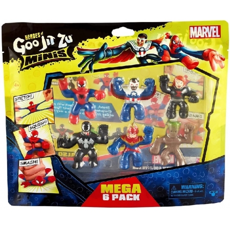 Goo Jit Zu - Pack com 6 Bonecos Elásticos de 6cm da Marvel