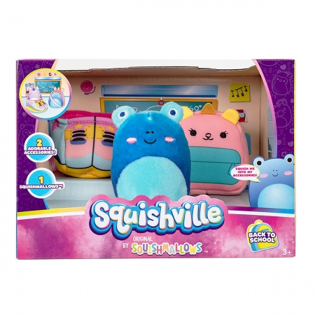 Squishville - Mini Squishmallow +Acessórios - Back to Shcool