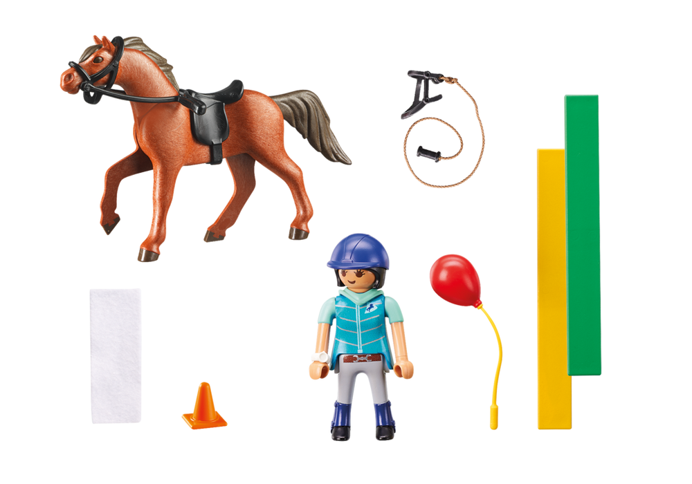 Playmobil - Soft Bag Cavalos - Cavalo Marron Com Instrutor
