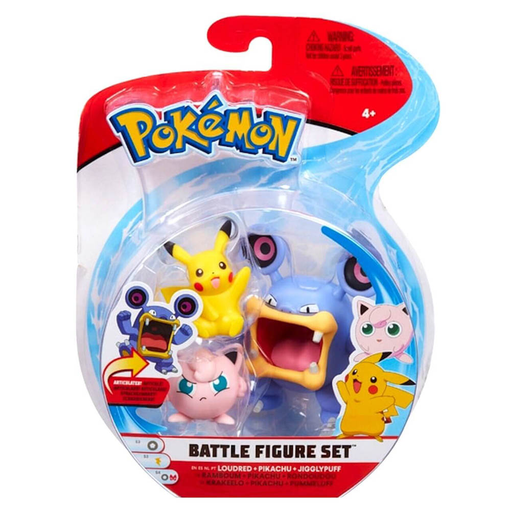 Pokémon - 3 Figuras De Ação - Loudred + Pikachu + Jigglypuff