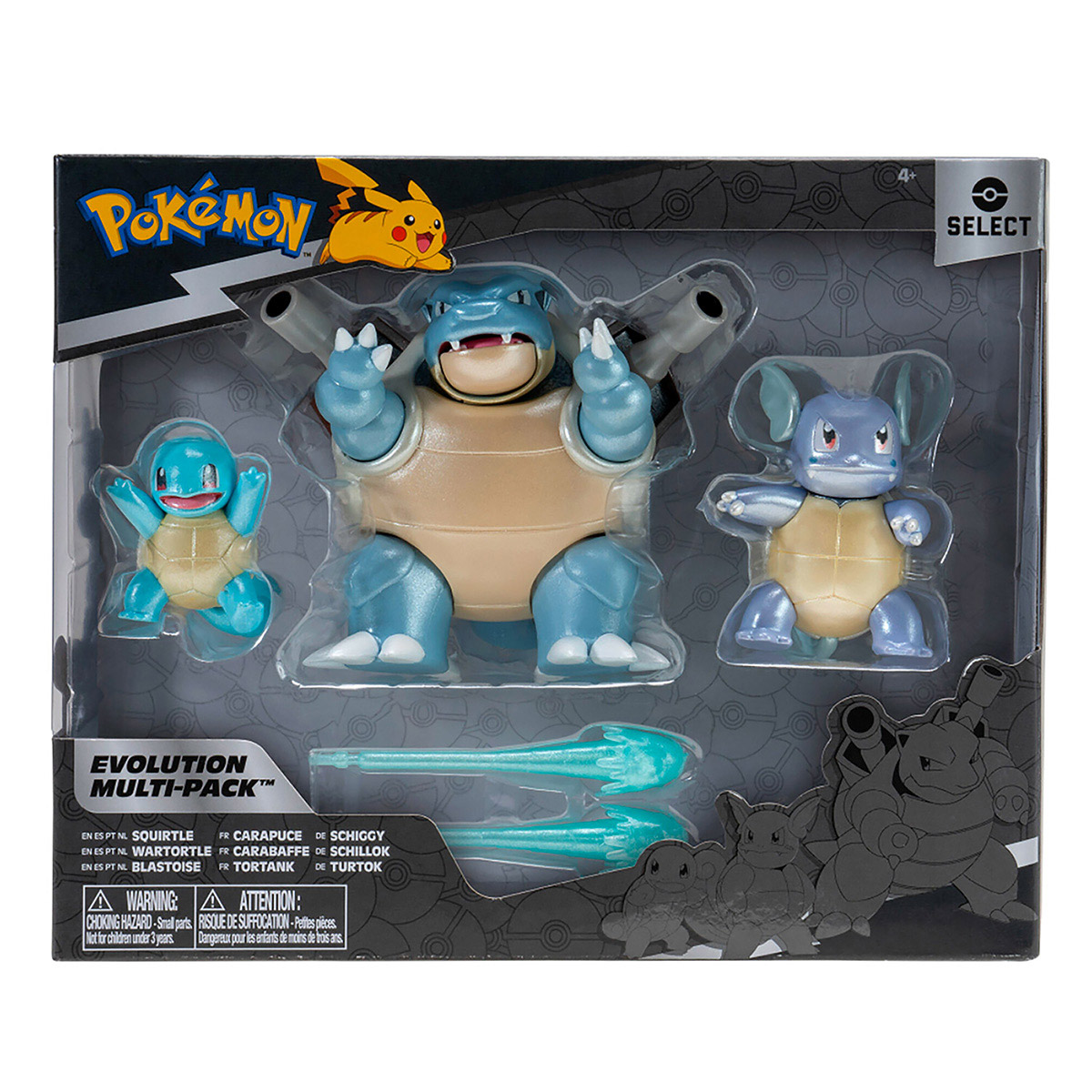 Pokemon - 3 Figuras - Squirtle, Wartortle e Blastoise