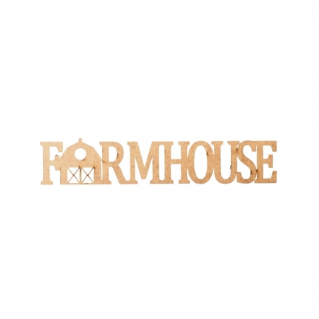 Recorte MDF Palavra FarmHouse 15x2,8cm C/2 Unidades