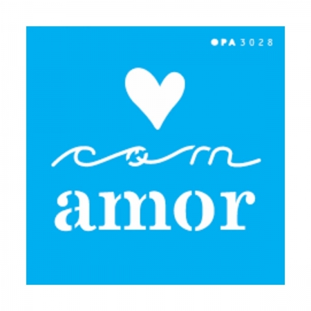 Stencil Opa 10x10cm Frase Com Amor Opa3028