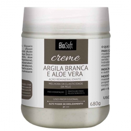 Creme Biosoft Argila Branca e Aloe Vera 680g - Sofhair