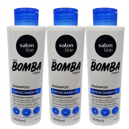 Kit 3 Shampoo SOS Bomba Original 300ml - Salon Line