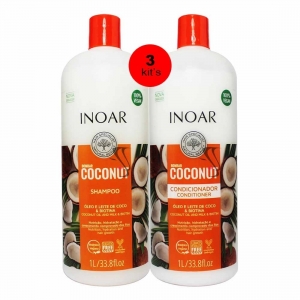 3 Kits Shampoo e Condicionador #Bombar Coconut 1L - Inoar