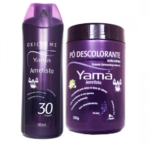 Kit Ametista Pó Descolorante Ultra Rápido 300g + Água Oxigenada Oxicreme 30 Vol. 900ml - Yamá