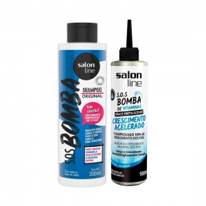Kit Shampoo 300ml + Tônico Fortalecedor Crescimento Acelerado SOS Bomba 100ml - Salon Line