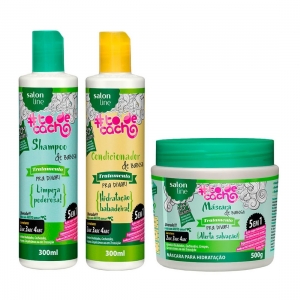 Kit Shampoo Condicionador e Máscara Babosa Tratamento Pra Divar #TodeCacho - Salon Line