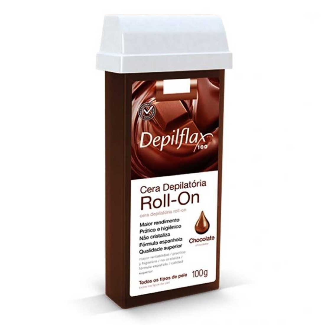 Cera Depilatória Roll-on Chocolate 100g - Depilflax