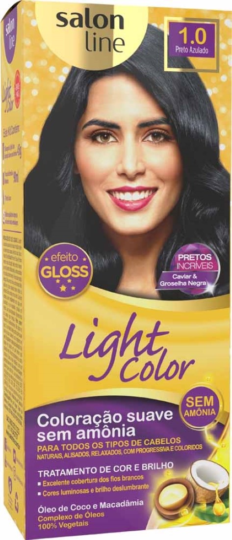 Coloração Light Color Efeito Gloss Preto Azulado 1.0 - Salon Line