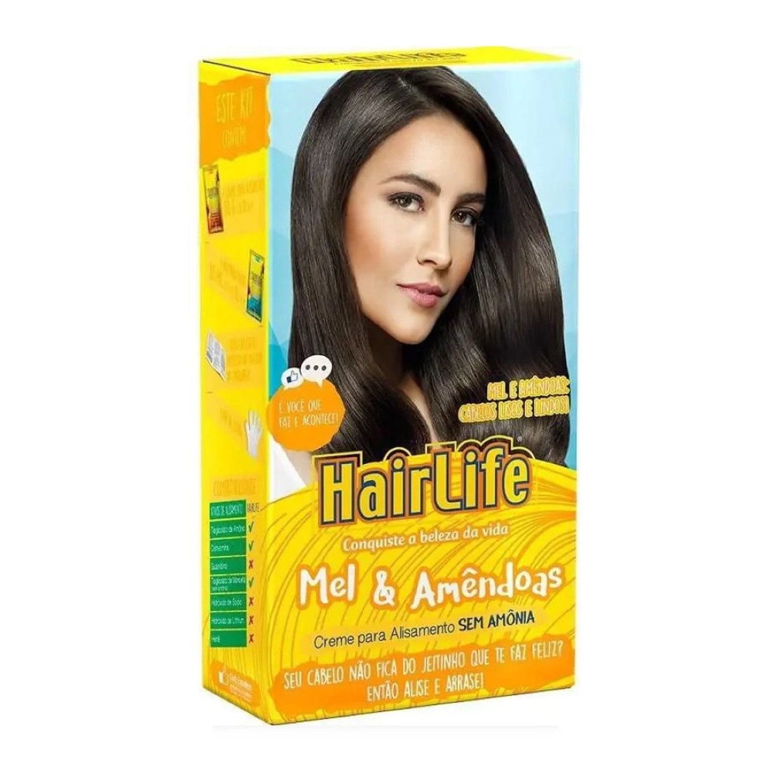 Creme Alisante HairLife Mel e Amêndoas - Embelleze