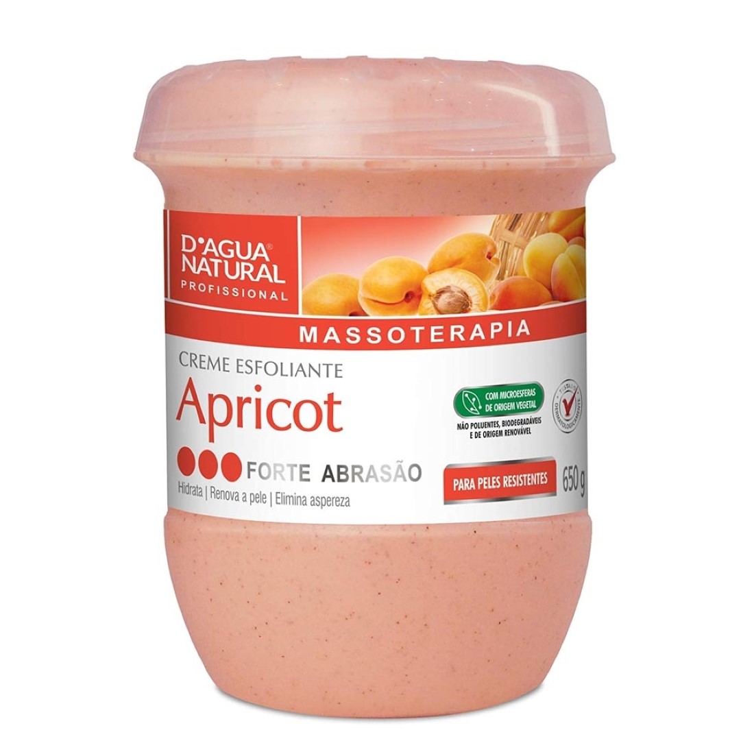 Creme Esfoliante Com Óleo Apricot Forte Abrasão 650g -  D´Água Natural