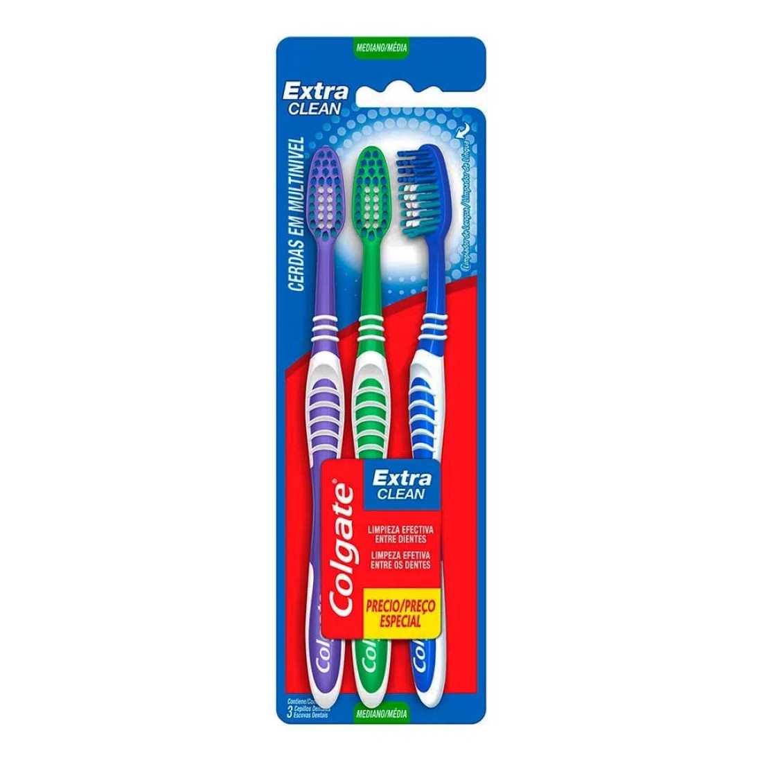 Escova Dental Extra Clean 3unid - Colgate