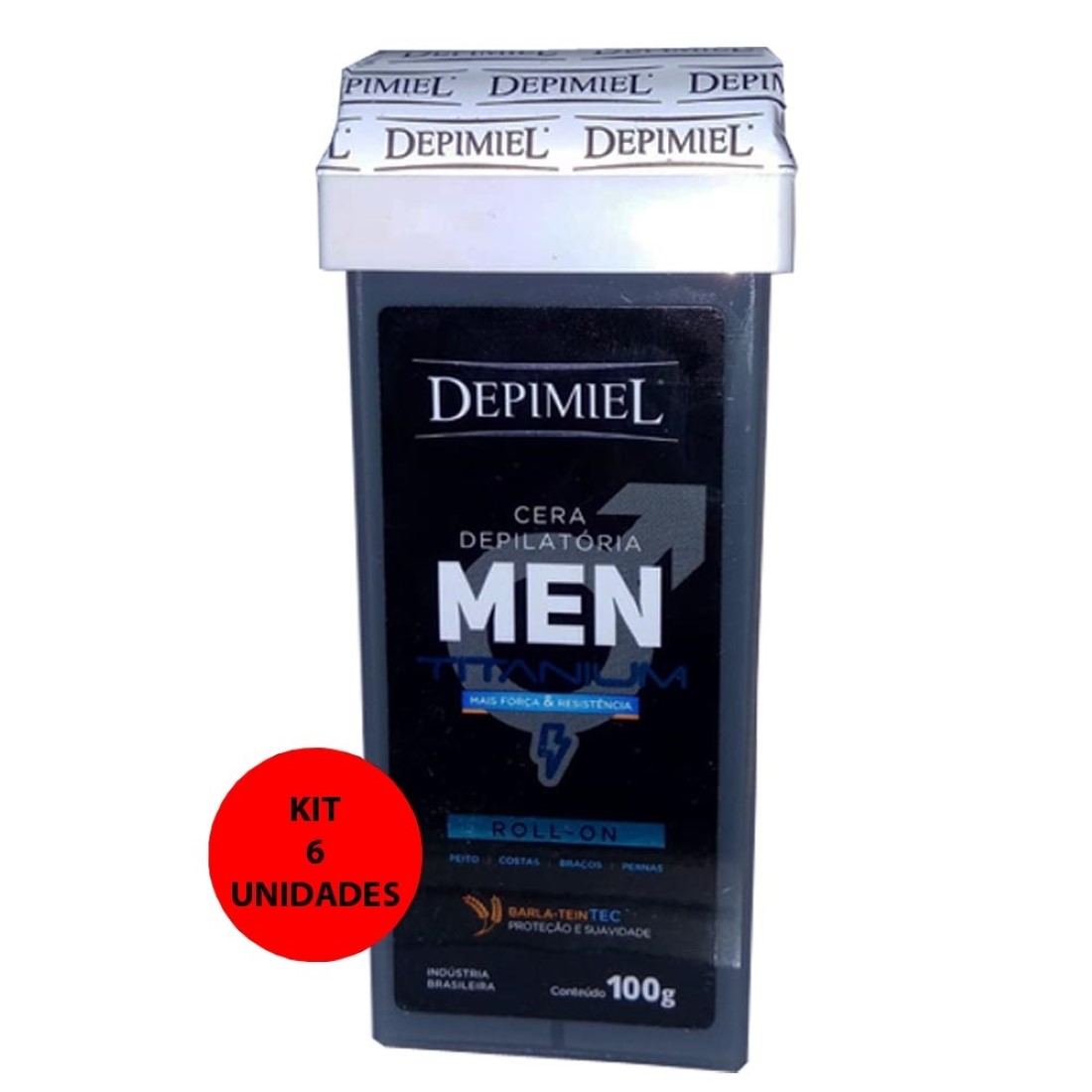 Kit 6 Cera Depilatória Roll-On Men Powerful 100g - Depimiel