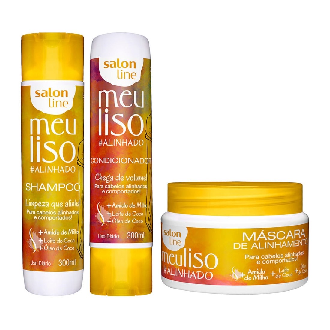 Kit Shampoo Condicionador e Máscara Meu Liso #Alinhado - Salon Line