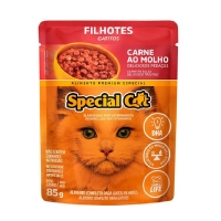 Kit com 10 Sachês + 2 de brinde Special Cat Filhote Sabor Carne ao Molho