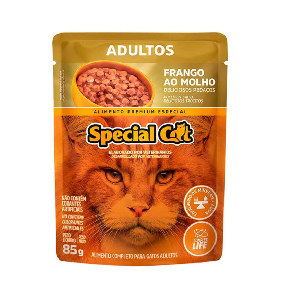 Kit 12 Sachês Special Cat Adulto Sabor Frango ao Molho