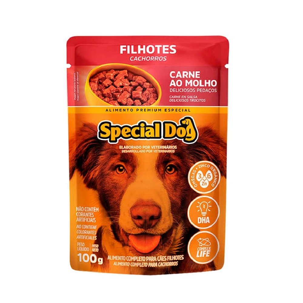 Kit 12 Sachês Special Dog Filhote Sabor Carne ao Molho