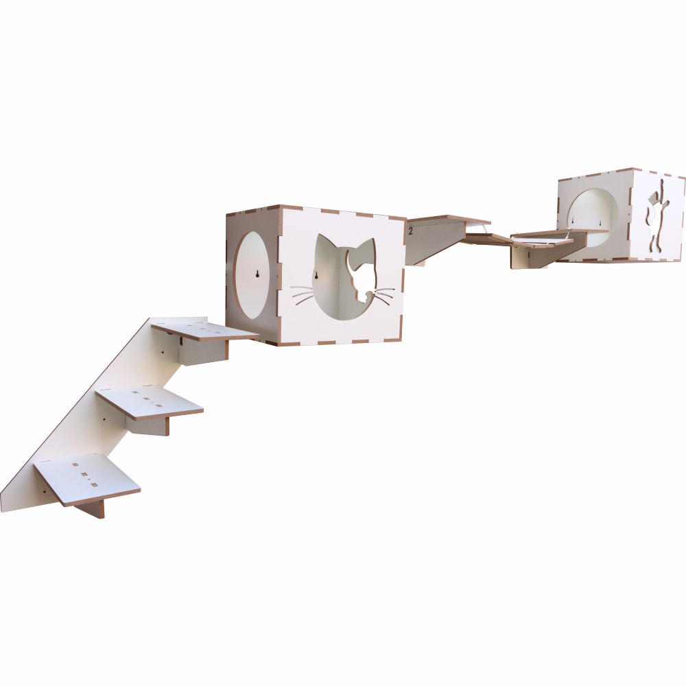 Playground  para gatos kit com 4 peças escada toca ponte