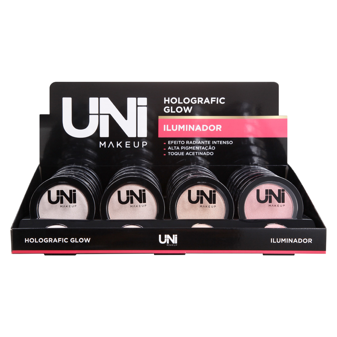Pó Iluminador Holografic Glow - Uni Makeup - Box com 24Un (UNIL35DS)