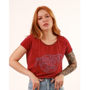T-Shirt Fleetwood Mac Vermelha Gola Canoa