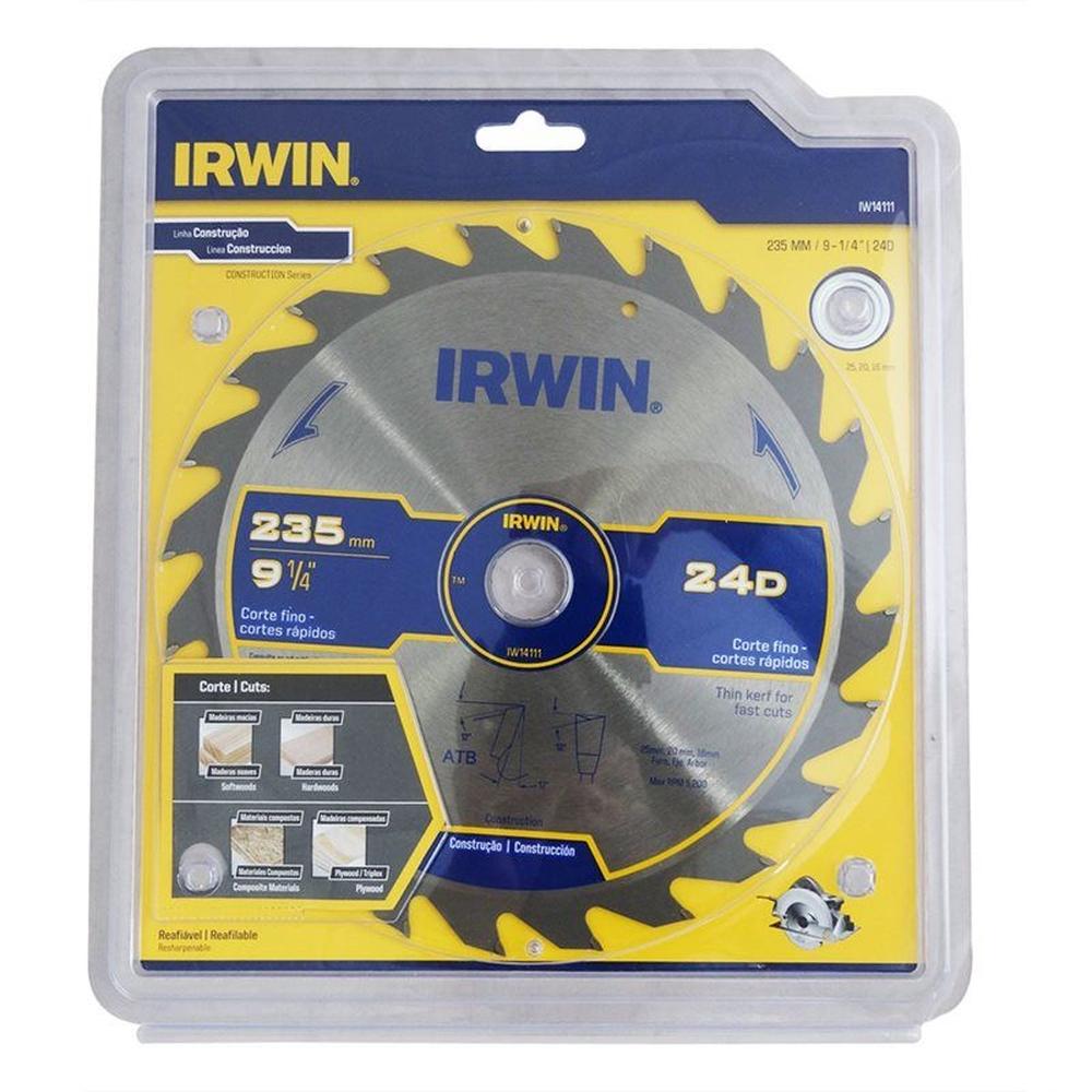 Disco Serra circular Corte Fino 235mm 24 dentes Irwin IW14111