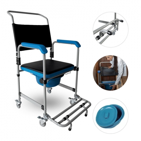 Cadeira Para Banho Higienização e Movimentação Desmontável até 150kg Aço Modelo D50 - Dellamed