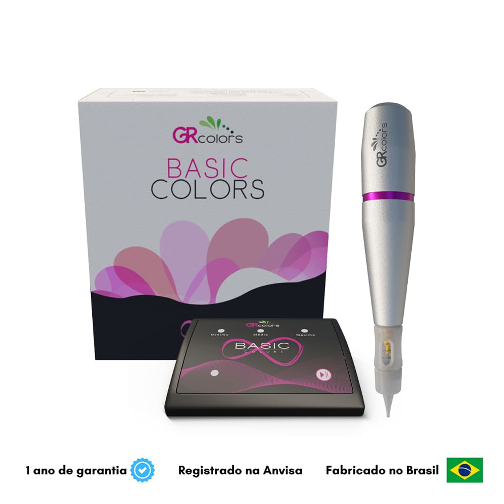 Dermografo Novo Gr Basic Colors para Micropigmentação + Brinde 10 Agulhas Click-C - Gr Colors