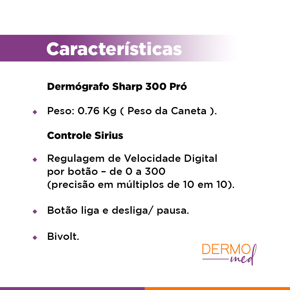 Conjunto Controle Digital Sirius Dark + Sharp 300 Pro Preto - Dermocamp